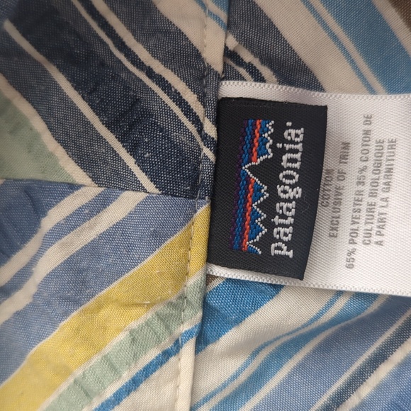 Patagonia Netty Skirt Striped Seersucker Blue Green Brown Pockets size 10 - Picture 4 of 10